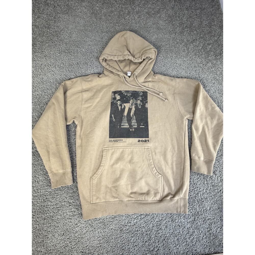 Jonas Brothers Hoodie Mens Large Beige 2021 The Remember This Tour Drawstring